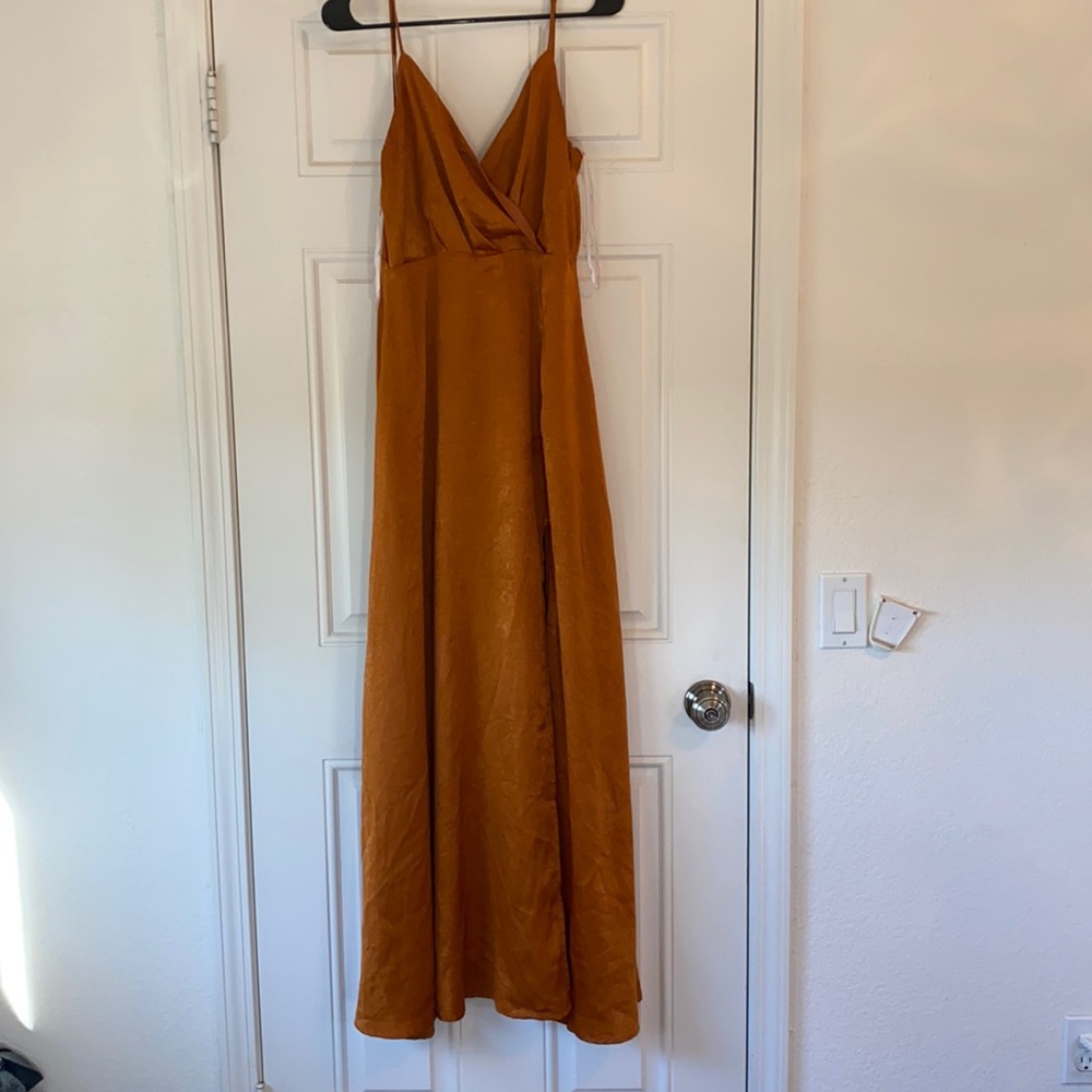 Rust orange satin dress